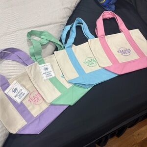 Trader Joe’s Pastel Colorful Canvas Tote Bag Set